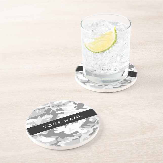 Winter Snö Grått Camouflage Ditt namn anpassar dit Underlägg (Sidan)