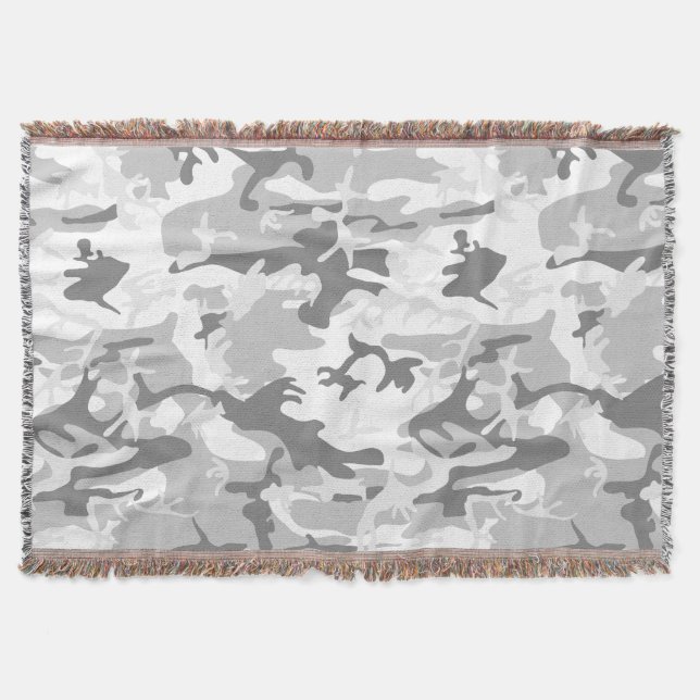 Winter Snö Grått Camouflage, militär, armé Filt (Framsidan)