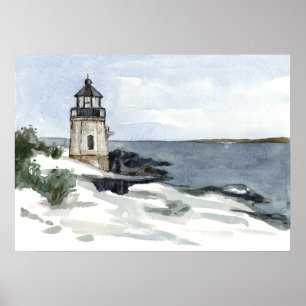 Winter Snö i fyr Castle Backe Rhode island Poster