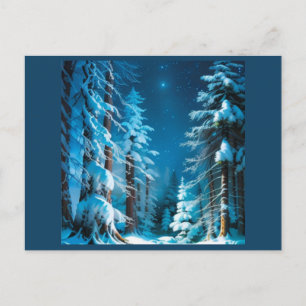 Winter Snö i Gräs-skogen i Starry Vykort
