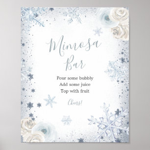 Winter Snö i Kärlek Snowflake Shower Mimosa Pub Poster