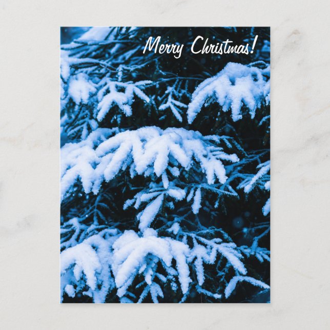 Winter Snö Julgran Helg Vykort (Framsida)