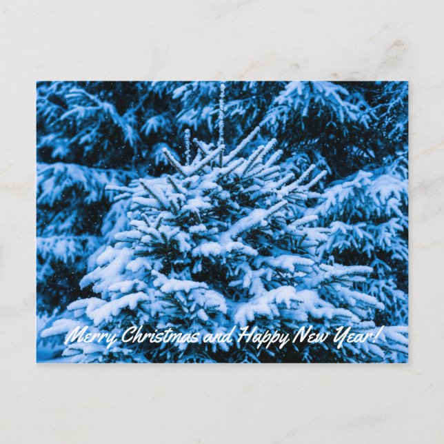 Winter Snö Julgran Helg Vykort (Framsida)