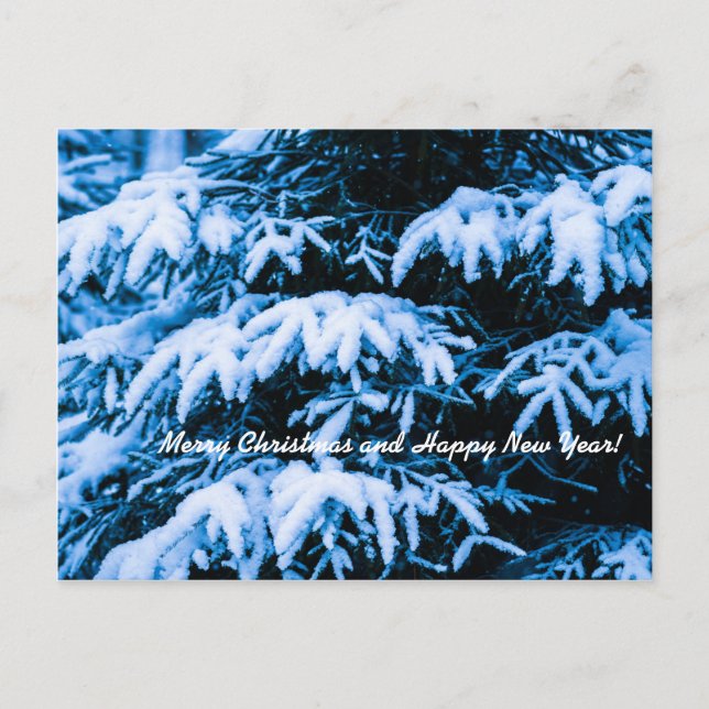 Winter Snö Julgran Helg Vykort (Framsida)