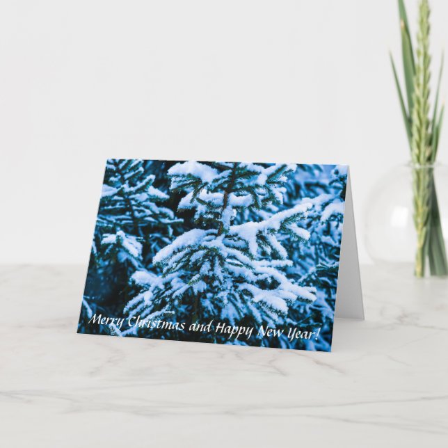 Winter Snö Julgran Helgkort (Framsida)