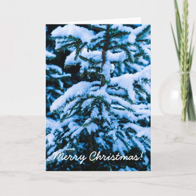 Winter Snö Julgran Helgkort (Framsida)