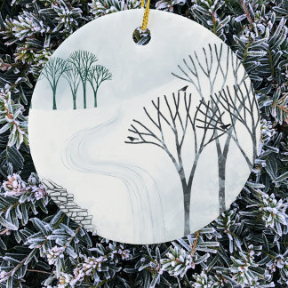 Winter Snö liggande Julgransprydnad Keramik