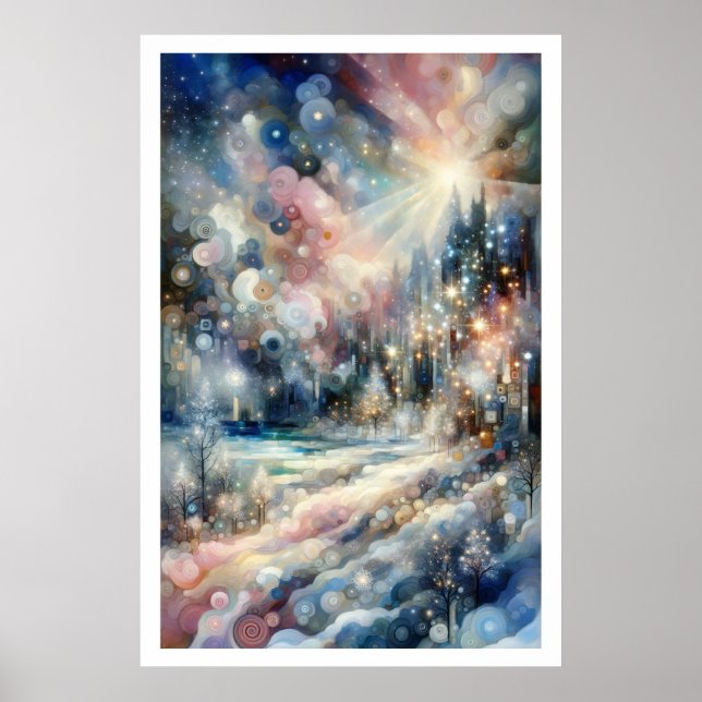 Winter Snö Magic &  Abstrakt Impressionist Poster (Framsidan)