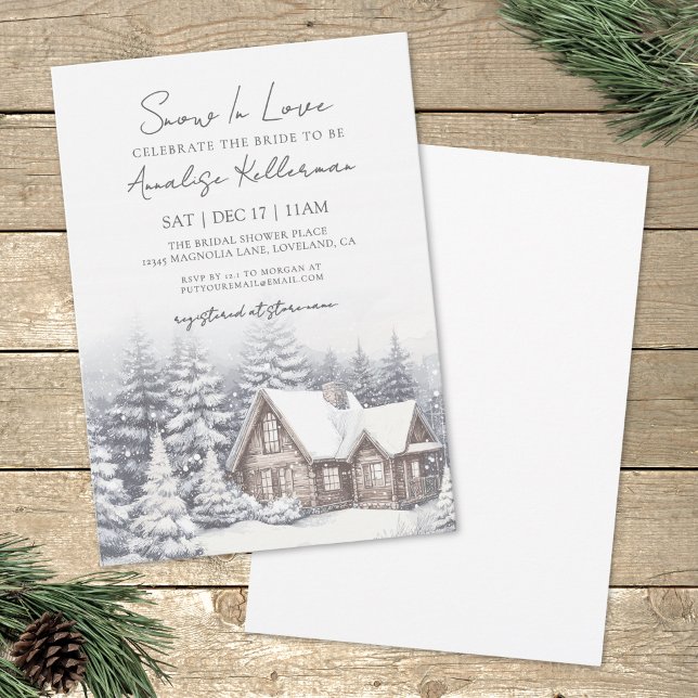 Winter Snö Möhippa Inbjudningar (Winter Snow Bridal Shower Invitation)