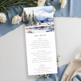 Winter Snö Mountain Ski Ligcape Bröllop Menu Inbjudningar