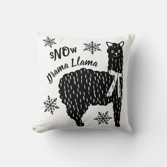 Winter Snö No Drama Llama Kudde (Framsida)