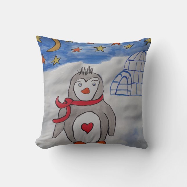 Winter Snö Penguin Cushion Kudde (Framsida)