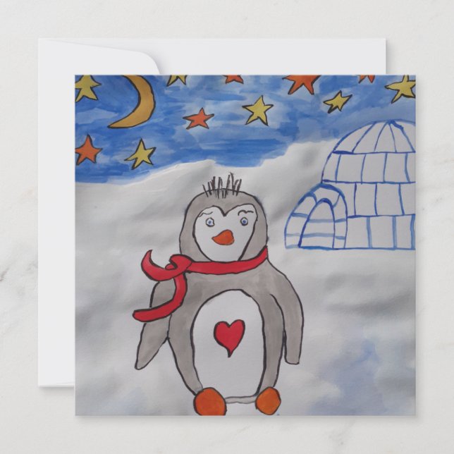 Winter Snö Penguin-hälsningskort Kort (Framsida)