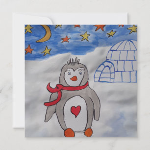 Winter Snö Penguin-hälsningskort Kort