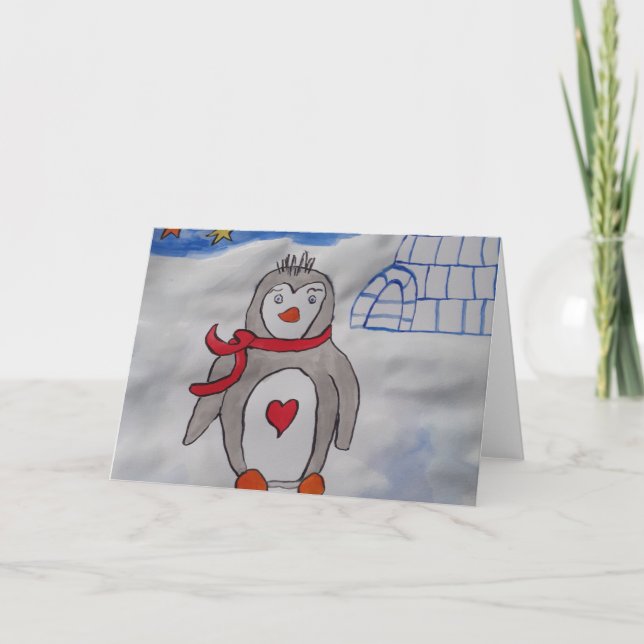 Winter Snö Penguin-hälsningskort Kort (Framsida)