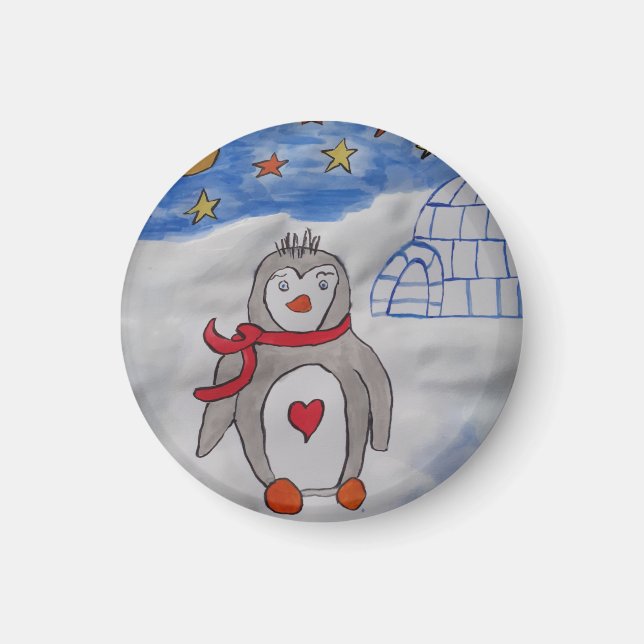 Winter Snö Penguin Magnet (Framsidan)