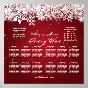 Winter Snö Red i elegant bröllop, sittdiagram Poster