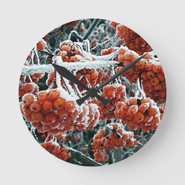 Winter snö rowan rund klocka (Framsida)