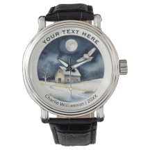 Winter Snö Scene med Barn Uggla Personlig