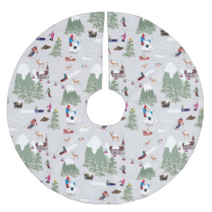 Winter Snö Skiing Mountain Ski Slopes liggande Julgransmatta Borstad Polyester