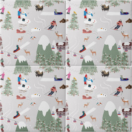 Winter Snö Skiing Mountain Ski Slopes liggande Kakelplatta