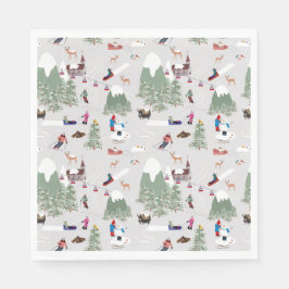 Winter Snö Skiing Mountain Ski Slopes liggande Pappersservett