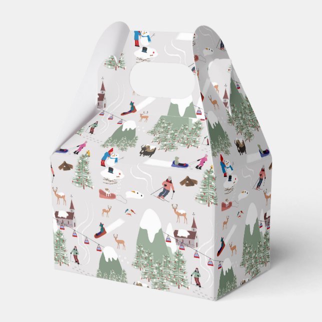 Winter Snö Skiing Mountain Ski Slopes liggande Presentaskar (Framsidan Sidan)