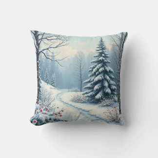 Winter snö skogen och skog kudde