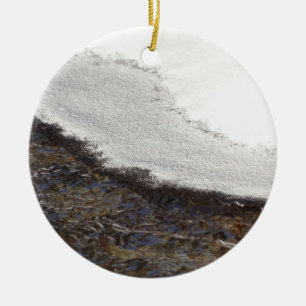 Winter Snö Stream Rand Julgransprydnad Keramik