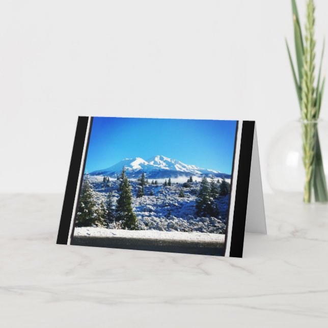 Winter Snö vid Mount Shasta, CA Kort (Framsida)