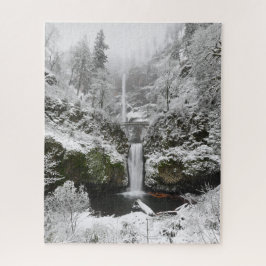 Winter Snö vid Multnomah Falls i Oregon Jigszawa P Pussel