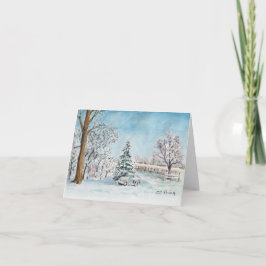 Winter Snö Watercolor Paeing Helgkort