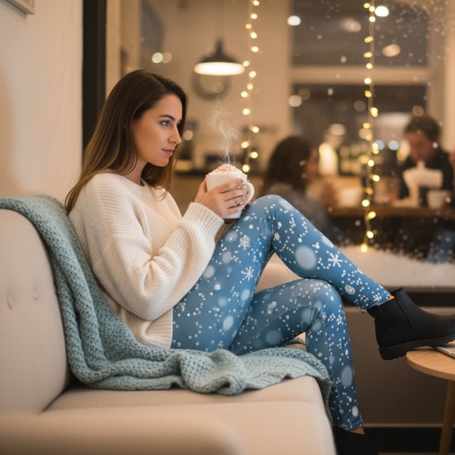 Winter Snöflingor Blue Leggings (Skapare uppladdad)