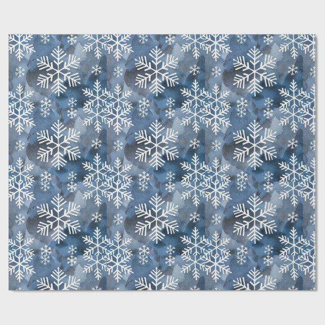 Winter Snöflingor Blue Presentpapper (Platt)