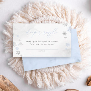 Winter Snöflingor Boy Baby Shower Diaper Raffle Tilläggskort