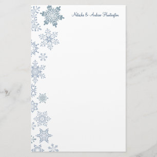 Winter Snöflingor Bröllop Tack Letterhead Brevpapper