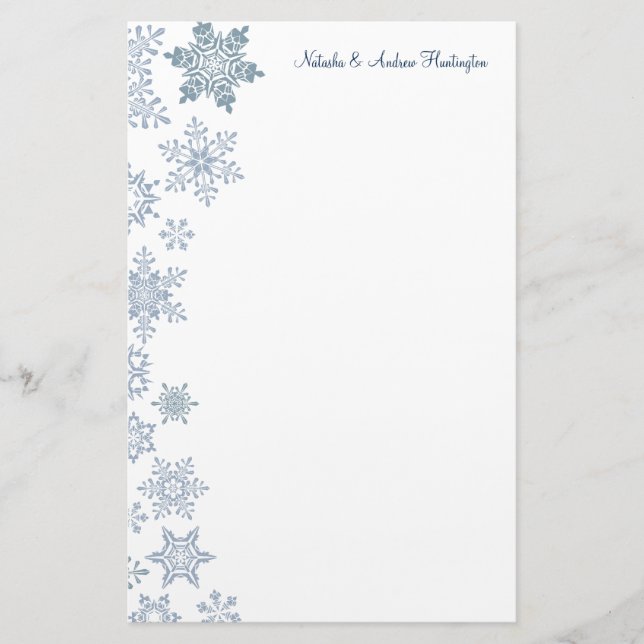 Winter Snöflingor Bröllop Tack Letterhead Brevpapper (Framsida)