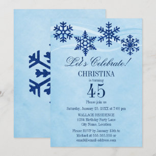 Winter Snöflingor Födelsedagsfest Inbjudningar