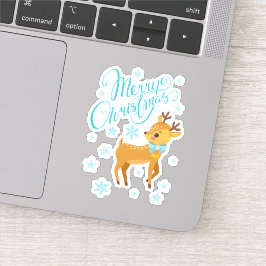 Winter Snöflingor God jul Hjort | HELGDAGAR Klistermärken