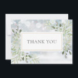 Winter Snöflingor Greenery Foliage Tack Kort<br><div class="desc">Med delikat löv i vattenfärg på en vinterfrostbakgrund får du ett tackmeddelande i eleganten. Du kan anpassa ditt eget tack till meddelandet på motsatt sida eller om du föredrar att lägga till ditt eget handskrivna meddelande ta bort texten. Ett perfekt sätt att säga tack! Designad av Thisisnotme©</div>