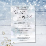 Winter Snöflingor Guest Bröllop Helg<br><div class="desc">Elegant vinter-snöflingor namnteckning manusprogrammet bröllop helg med namnteckning namn. Anpassa med din bröllop helg-information som är angiven i chicens vita bokstäver. Designad av Thisisnotme©</div>