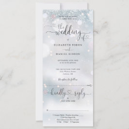 Winter Snöflingor Heart-skript allt på en Bröllop Inbjudningar