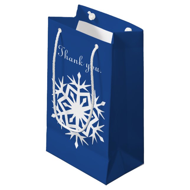 Winter Snöflingor i Blue Gift Bag (Framsidan Vinklad)