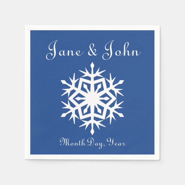 Winter Snöflingor i Blue Napkins Pappersservett (Framsidan)