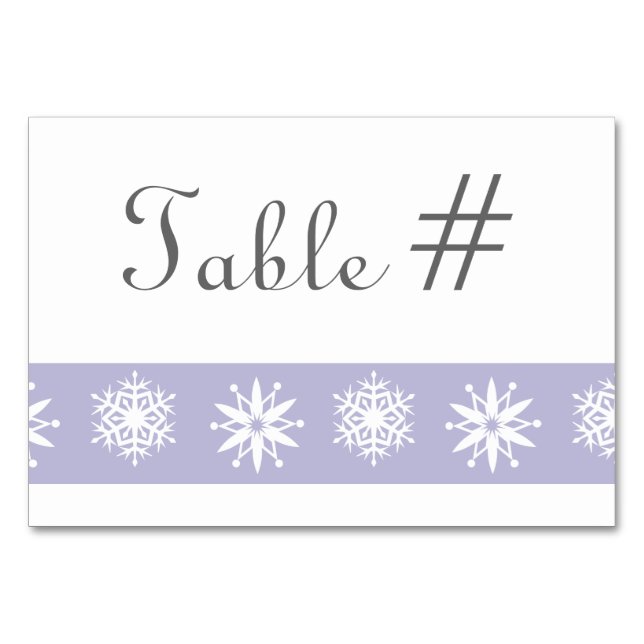 Winter Snöflingor i Lavender Bord Card Bordsnummer (Framsidan)