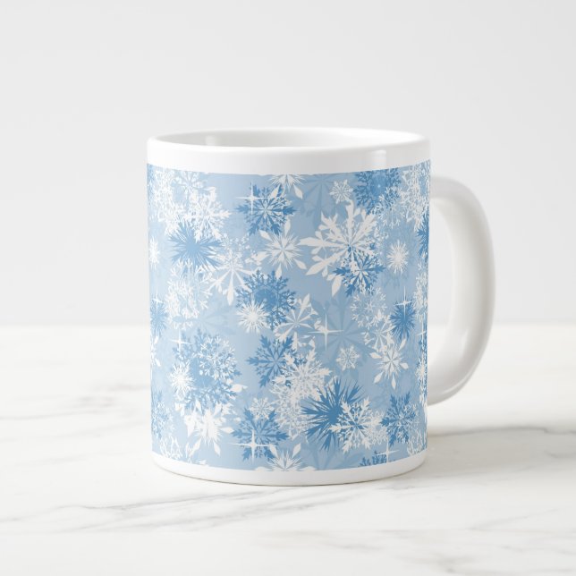 Winter snöflingor mönster på blå jumbo mugg (Framsida höger)