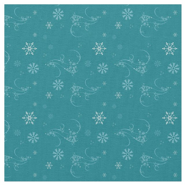 Winter Snöflingor och Swirls Mönster Fabric Tyg (Närbild)