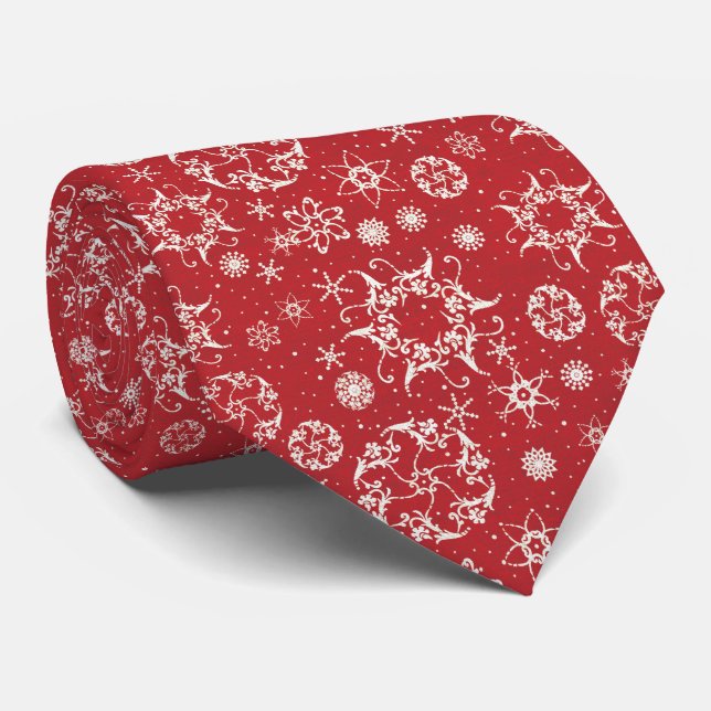 Winter Snöflingor på Red Helgdag Slips (Rullad)