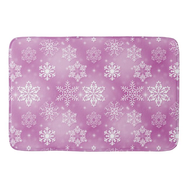 Winter Snöflingor på Rosa Badrumsmatta (Framsidan)