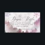 Winter Snöflingor Rosa Diaper Raffle Biljett Tilläggskort<br><div class="desc">Rustic babyduschskal,  raffle biljett,  med vattenfärg som illustration av ett snöberg med gräs träd-skogen och snöflingor i rosa färg. Kortet uppmanar gästerna att ta med sig en dykförpackning för att vinna ett pris.</div>